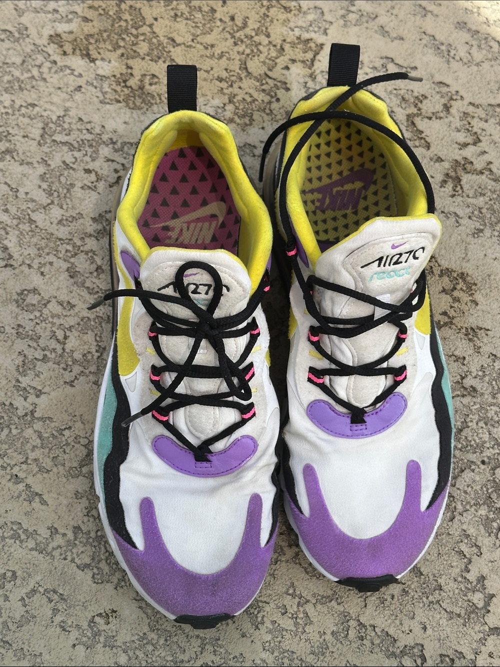 Nike Women’s White Purple Yellow React Sneakers